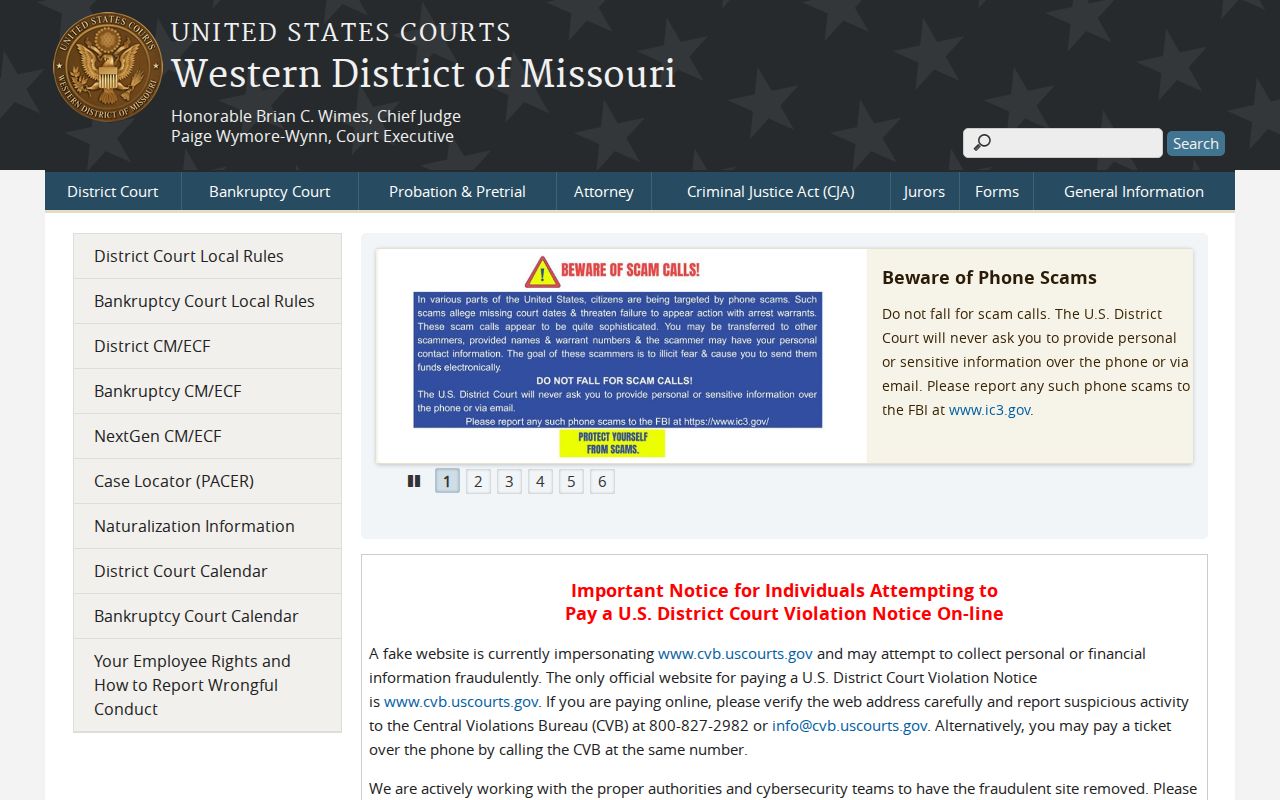 Western District of Missouri federal court website