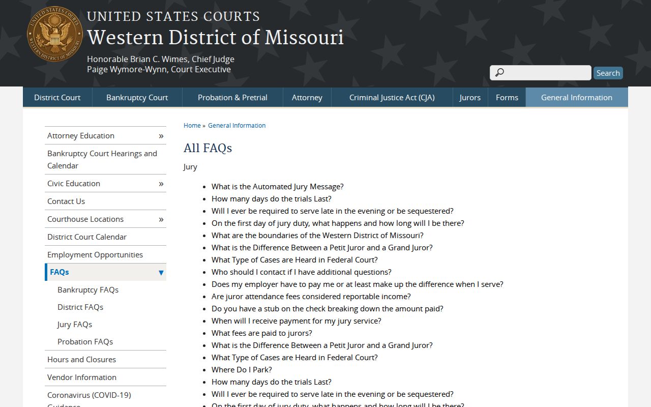 Western District St. Joseph Division federal court information